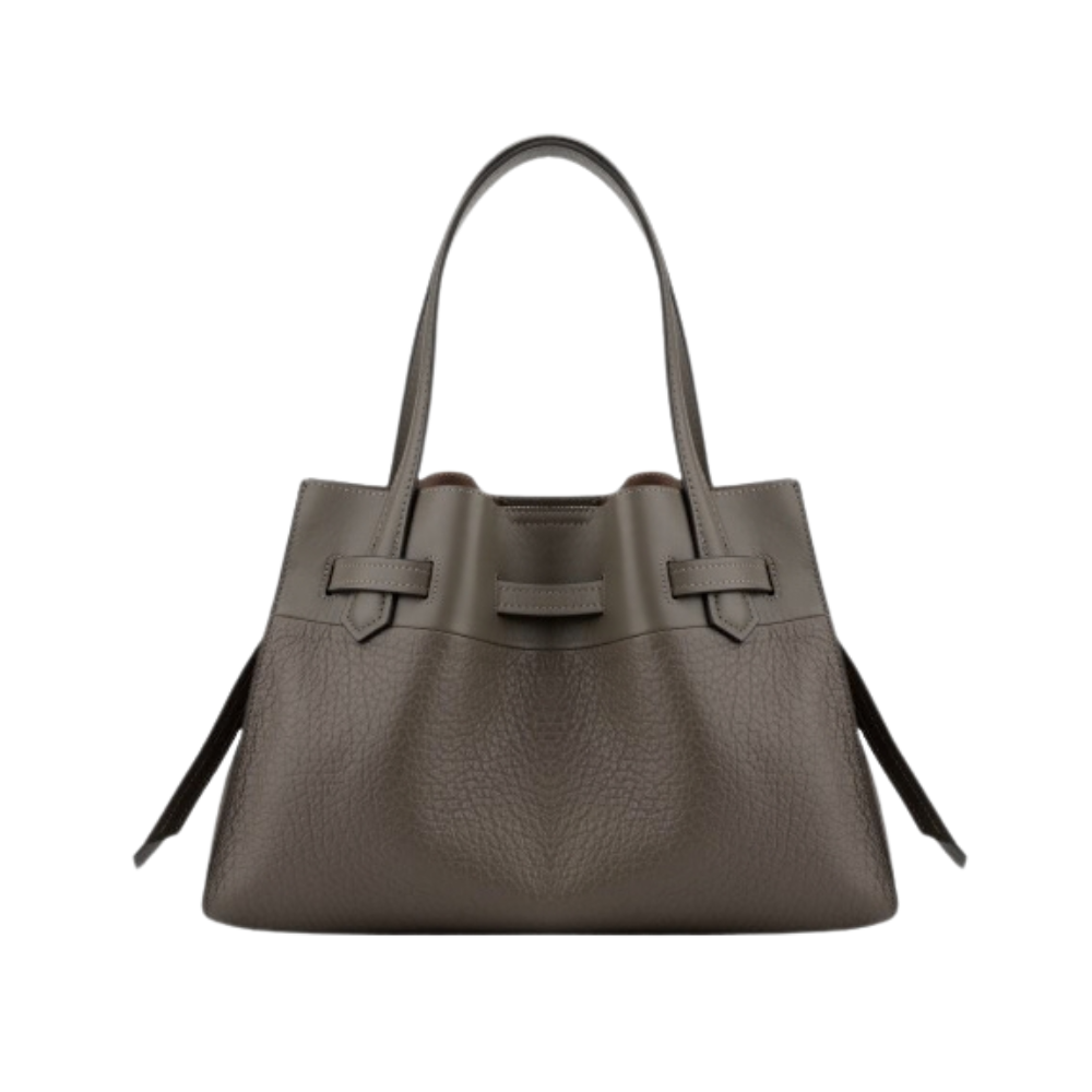 Blossom lædertaske, mellem – Taupe